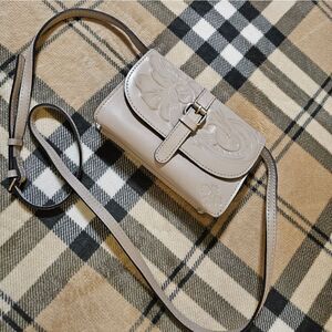 Elegant Gray Leather Crossbody Bag